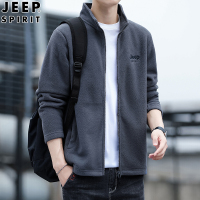 JEEP摇粒绒男士外套春秋款抓绒卫衣运动夹克冬季加绒保暖男装上衣