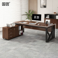 国翌 GY-BGZ-146075办公家具班台储物桌办公桌主管桌老板桌电脑桌红胡桃色桌 1400*600*750mm