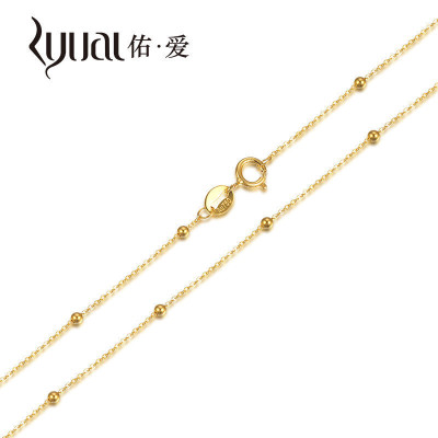 Ryual18K金项链黄金间珠项链K金O字链女士锁骨链计价款时尚百搭女款送恋人老婆