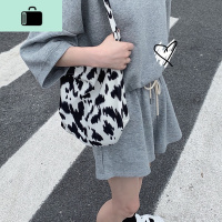 期待已久奶牛复古牛奶黑白帆布包清新小个子手提布袋学生NEW LAKE 奶牛纹女士单肩包