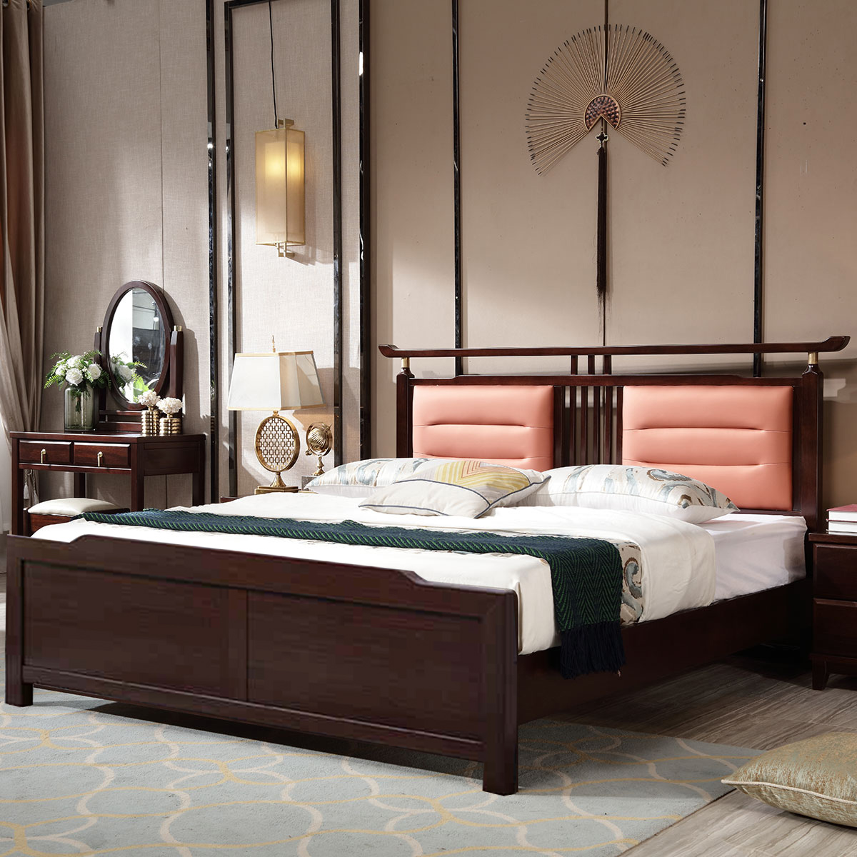 8米新中式双人大床现代轻奢卧室红木婚床