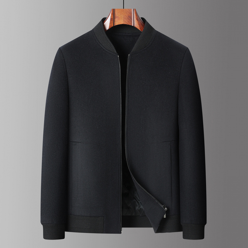 男士羊毛夹克行政外套加厚夹棉保暖商务休闲秋冬款棒球领毛呢夹克_735