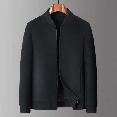 男士羊毛夹克行政外套加厚夹棉保暖商务休闲秋冬款棒球领毛呢夹克_735