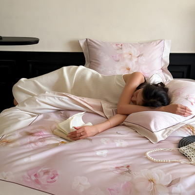 2025新款100S长绒棉数码印花四件套-巴黎春天1.5m床单款四件套