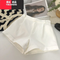 YIBUSHENG卷边高腰弹力西装休闲裤女2023年春秋韩版百搭显瘦外穿阔腿短裤潮