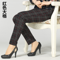 迪鲁奥(DILUAO)[品质女装]中年女裤妈妈春秋款中老年人格子休闲裤松紧高腰长裤大码弹力裤子