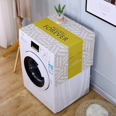 北欧简约棉麻冰箱罩防水盖布单双开冰箱巾洗衣机防尘罩微波炉罩 简约-向往 40*250cm(电视柜)