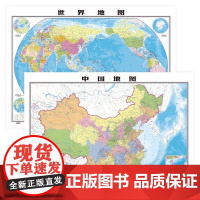 中国地图(地理版)+世界地图(地理版)套装 106cm×76cm 纸图单面印刷覆膜