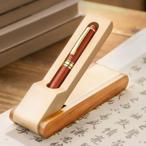 定制刻字回首实木金属圆珠笔真皮笔套商务高档男士签字笔订制中性笔学生毕业礼物纪念品会议礼品订制
