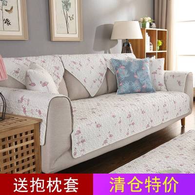 全棉沙发垫四季通用实木布艺客厅防滑扶手巾套坐垫北欧风简约现