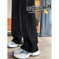 运动裤子女新款春秋小个子窄版卫裤休闲黑色直筒阔腿长裤