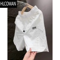 HLCOMAN夏季新款潮牌速干休闲短裤男时尚宽松百搭激光打孔透气冰丝五分裤