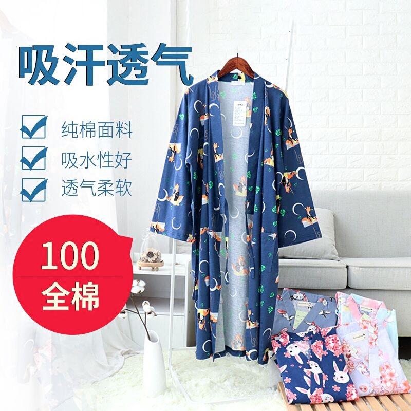 春夏薄款纱布睡袍女日式情侣和服浴衣男纯棉睡裙开衫加长和风性感