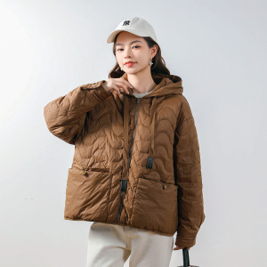 冬季新款90白鸭绒纯色百搭款时尚宽松简约外套羽绒服女_3666