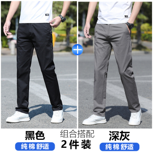 啄木鸟纯棉裤子男款2025新款夏季薄款男士休闲裤宽松直筒夏天男裤