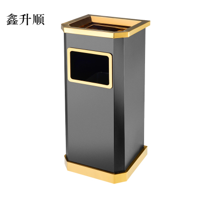 鑫升顺不锈钢垃圾桶烟蒂柱灭烟桶带烟灰缸室外电梯口立式 钛金靠墙氏侧开口