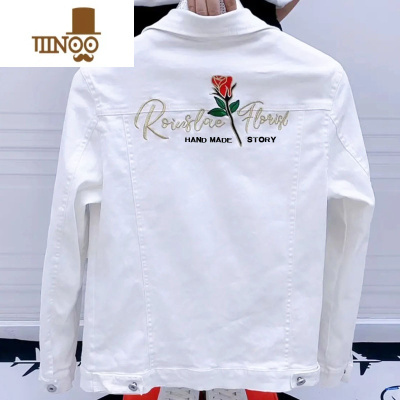 YANXU2023秋季男士牛仔衣潮流刺绣帅气显瘦破洞外套时尚牛仔夹克男