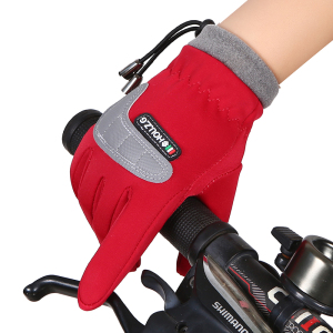 秋冬季儿童加绒保暖半指手套男童女露指防滑半截小孩防风运动骑行