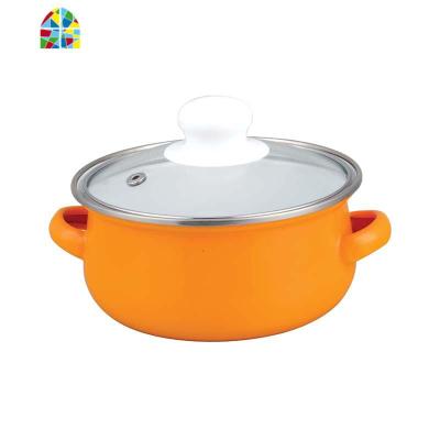 木易食堂 珐琅搪瓷汤锅粉色蓝侣款小清新泡面容器16- FENGHOU 浅绿色18cm