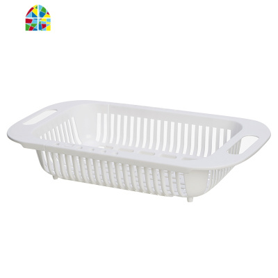 可伸缩沥水篮子洗菜篮淘菜盆水果收纳筐厨房水洗碗池置物架塑料 FENGHOU 可伸缩沥水篮(灰色2件)装