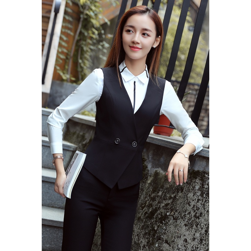 2018新款马甲套装女秘书工装商务正装前台职业装马夹修身女裙套裤面试银行员工作服楼员套裙