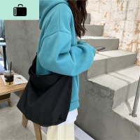 网红超火ins女包潮酷慵懒风大容量百搭单肩包ulzzang帆布袋斜挎包NEW LAKE 黑色女士单肩包