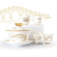 北国风光 骨瓷园林茶具 TS-0120L套