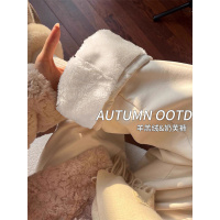 羊羔绒加绒奶芙阔腿裤女秋冬季新款高腰显瘦加厚直筒休闲裤子_731