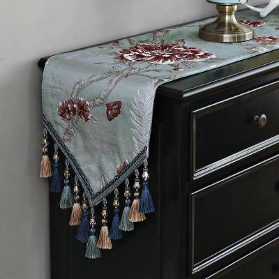 家柏饰(CORATED)欧式桌旗五斗柜餐边柜鞋柜装饰布长条布长方形新中式餐桌茶几雪莉尔蓝色桌旗32*160cm