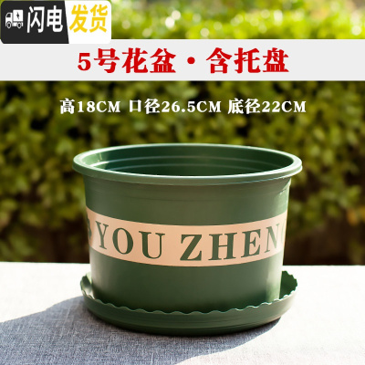 三维工匠塑料矮胖加仑花盆绿萝月季花多肉育苗盆加厚小加仑盆 胖5号口径26.5含托5个装[满十送一] 大花盆容器