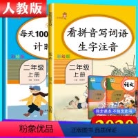 [正版]2020新版二年级上册看拼音写词语小学生同步训练2上 人教版一课一练语文数学口算天天练每日100道练习册课堂同