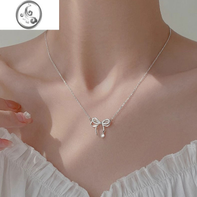 JiMi银银蝴蝶结项链女轻奢高级设计感小众锁骨链颈链七夕情人节礼物