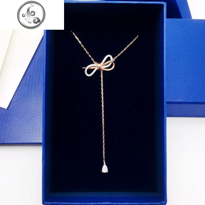 斯华洛斯奇纯银蝴蝶结项链女潮网红韩版百搭气质低胸不色 JiMi 蝴蝶结项链（流苏款）