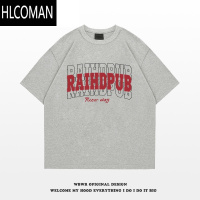 HLCOMAN美式创意设计感字母印花短袖t恤男夏季潮牌休闲宽松上衣