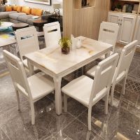 大理石餐桌椅组合现代简约家用4人6人饭桌子小户型轻奢实木餐桌