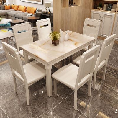 大理石餐桌椅组合现代简约家用4人6人饭桌子小户型轻奢实木餐桌