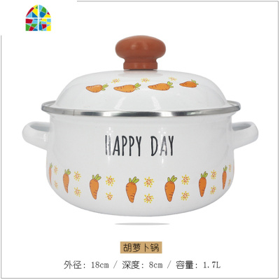 日式锅蔬菜锅18cm汤锅1.7L泡面锅纯色奶锅带盖燃气电磁炉 FENGHOU 红色锅盖款1.7L