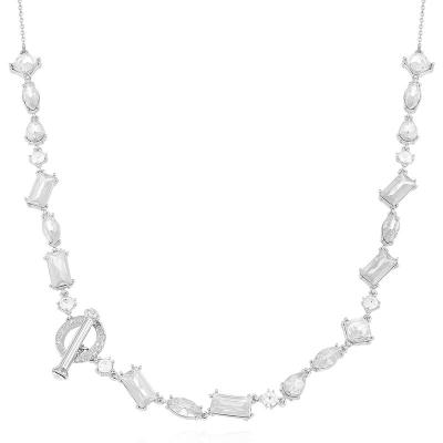 盖尔斯(GUESS)项链金属银色水晶Y型锁骨链轻奢百搭日常饰品