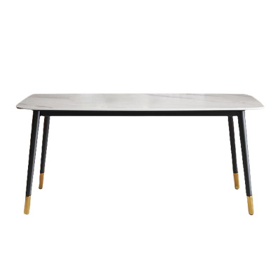 域赢北欧现代轻奢岩板餐桌椅组合简约出租屋家用吃饭桌子小户型长条桌1.4单餐桌