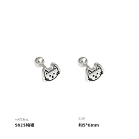 925纯银猫咪耳钉女耳环耳饰小众设计轻奢气质简约时尚