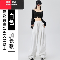 YIBUSHENG白色山本裤子女季薄款2024新款高腰宽松垂感拖地慵懒休闲阔腿裤