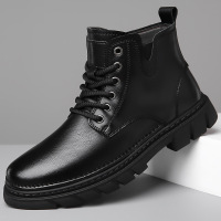 马丁靴男秋冬新款男潮鞋复古工装靴加绒保暖棉鞋真皮男士皮靴