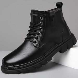 马丁靴男秋冬新款男潮鞋复古工装靴加绒保暖棉鞋真皮男士皮靴