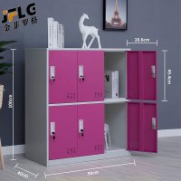 金菲罗格 铁皮更衣柜收纳小柜子带锁储物柜 红色六门