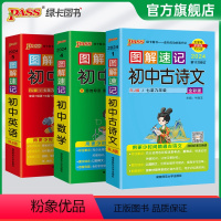 [正版]语数英套装2024图解速记初中古诗文数学英语3本RJ人教版基础知识手册公式定律汇总速查速记pass绿卡图书七八