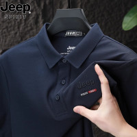 Jeep翻领短袖t恤男子2025新夏季宽松大尺寸男子纯色半袖Polo衫