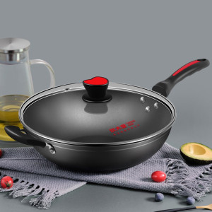[新品]炊大皇 炒锅 不粘锅36cm无油烟锅具电磁炉燃气煤气灶明火通用炒菜锅带锅盖木锅铲 36cm大口径不粘锅