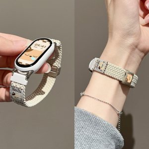 [浓眉小狗]适用小米手环10表带9/8陶瓷款NFC表带链7654智能3表环十九代替换腕带编织磁吸女生配件3139y