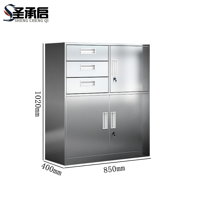 圣承启 不锈钢备品柜 偏三斗台