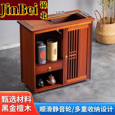 锦北木制茶桌移动茶水柜边柜泡茶台家用烧水壶一体边柜-单抽无盖板